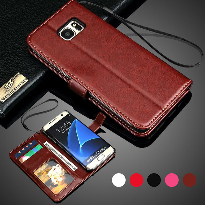 For Samsung Galaxy S7 Case Stand Wallet Strap Flip PU Leather Case For Samsung Galaxy S7 Edge S6 Edge S6 S5 Note 5 Note 4 Case - Trendy Discount